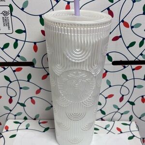 Starbucks Iridescent White Tumbler with Straw